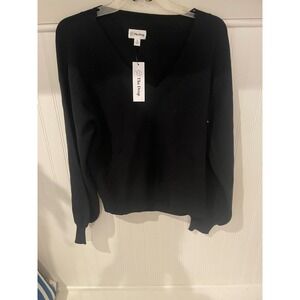 The Drop Black V Neck Long Sleeve Casual Sweater Top‎ Women's Medium